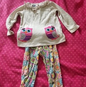 Mud Pie owl outfit with ruffle pants